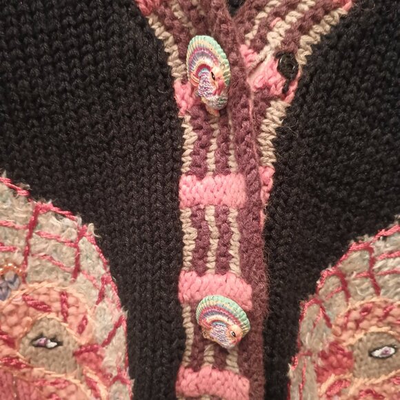Vintage Storybook Knits Gooble Gooble Turkey Cardigan Sweater. - Picture 2 of 5